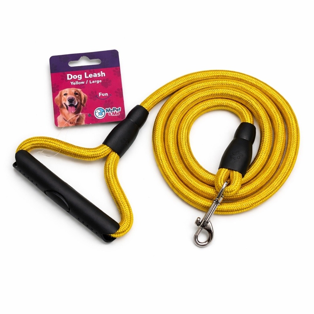 MyPet & Me 59" Yellow Rope Leash For Large Dog Padded Handle Tangle Free NEW